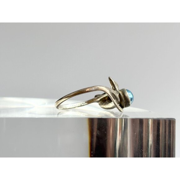 London Blue Topaz Ocean Drop 14k Accents Sterling Silver 925 Vintage Ring - sz 5 - Picture 3 of 13